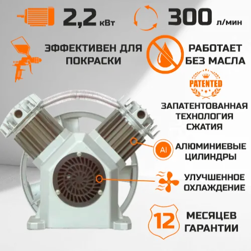 Миниатюра Компрессорная голова DB-30-2.2 (безмасляная) 1